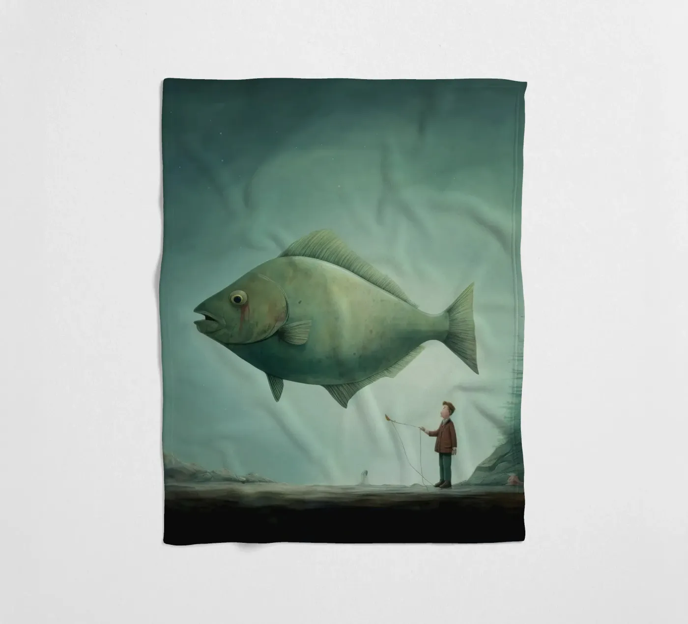 Minimum Halibut Fleecedecke von Minimal Animal Art