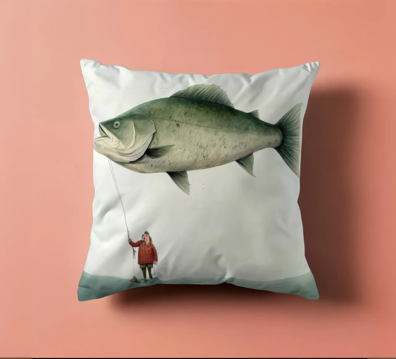 Halibut minimo 4 cuscino da Minimal Animal Art