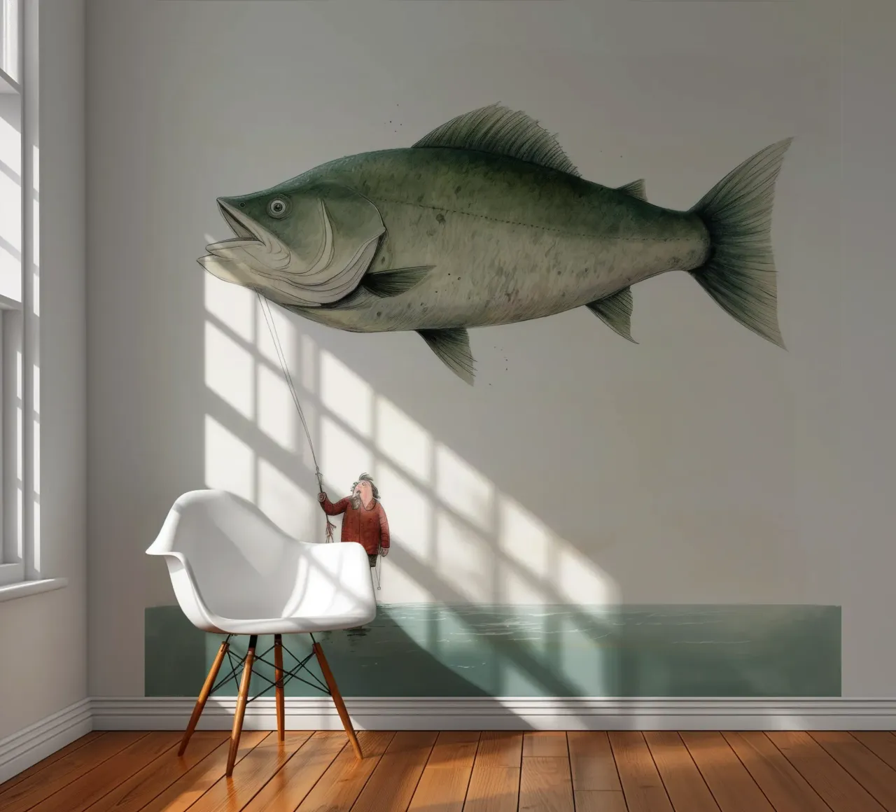Minimum Halibut fotobehang van Minimal Animal Art