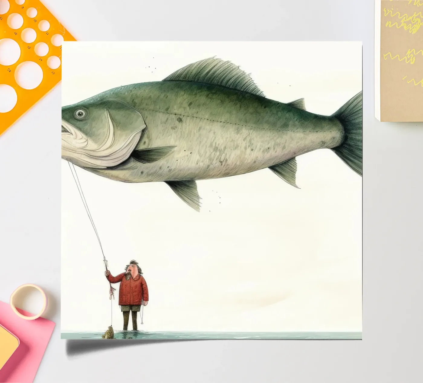 Minimum Halibut stickervel van Minimal Animal Art