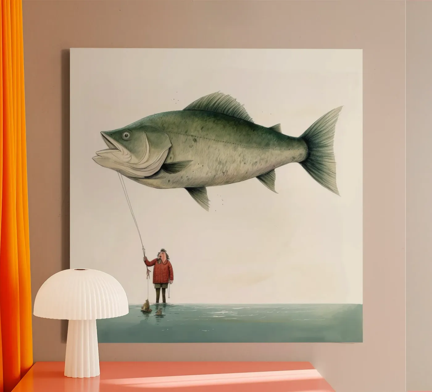 Minimum Halibut canvas by Minimal Animal Art