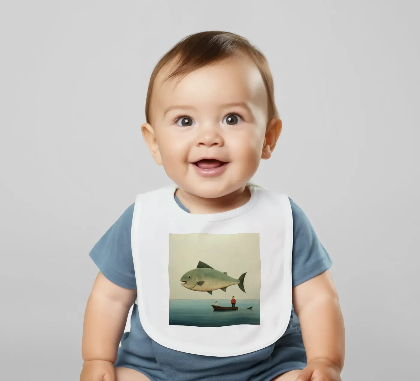 Minimum Halibut baby bib by Minimal Animal Art