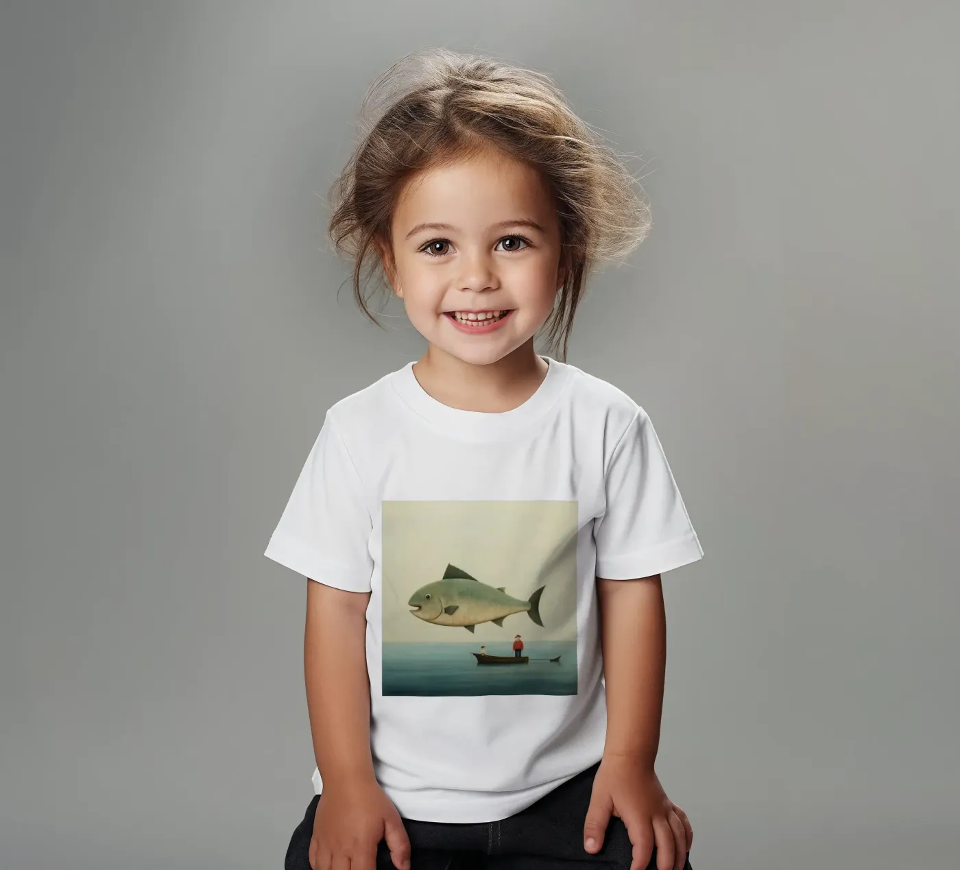 Minimaler Heilbutt Kinder T-Shirt von Minimal Animal Art