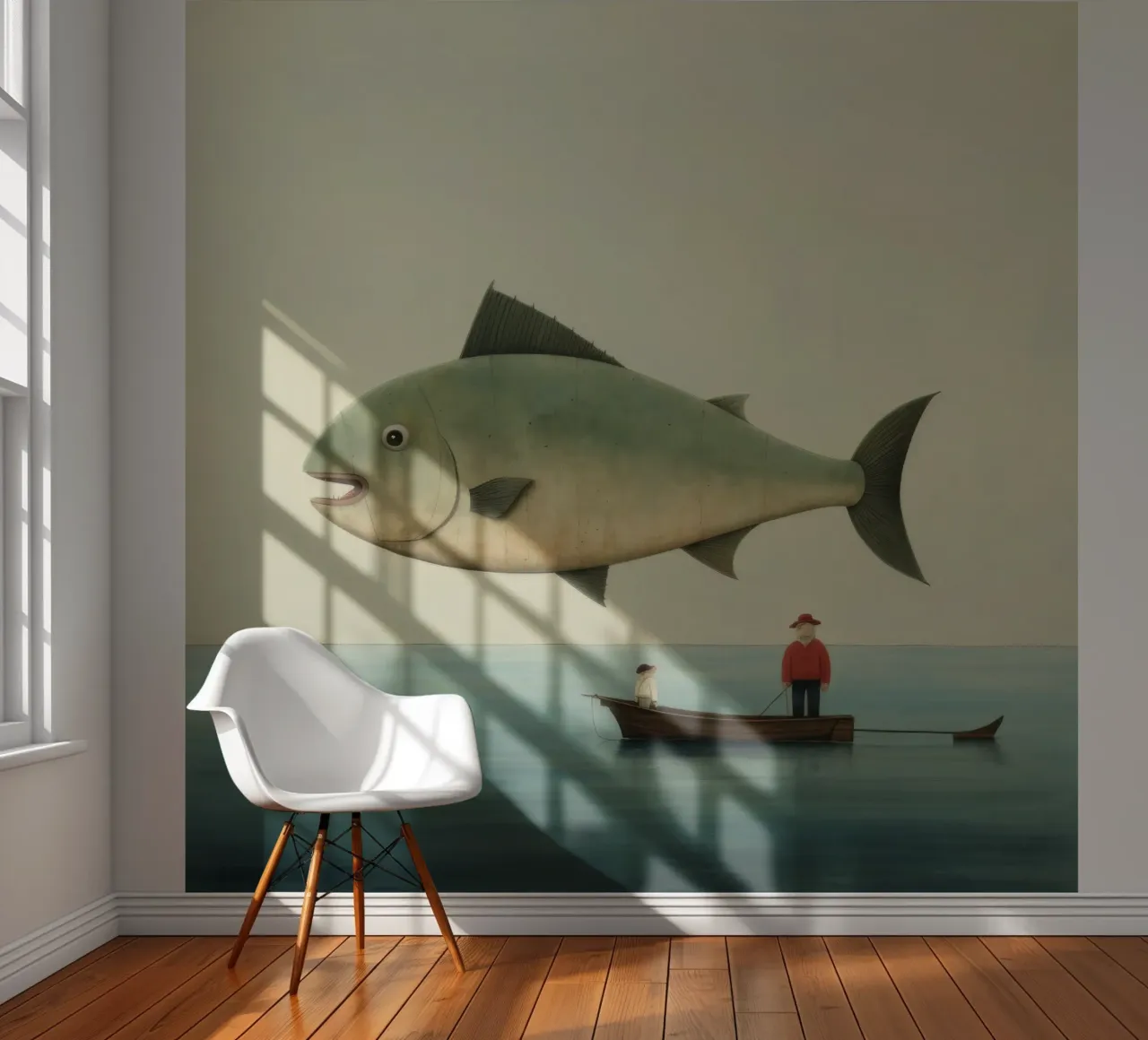 Minimaal Halibut fotobehang van Minimal Animal Art