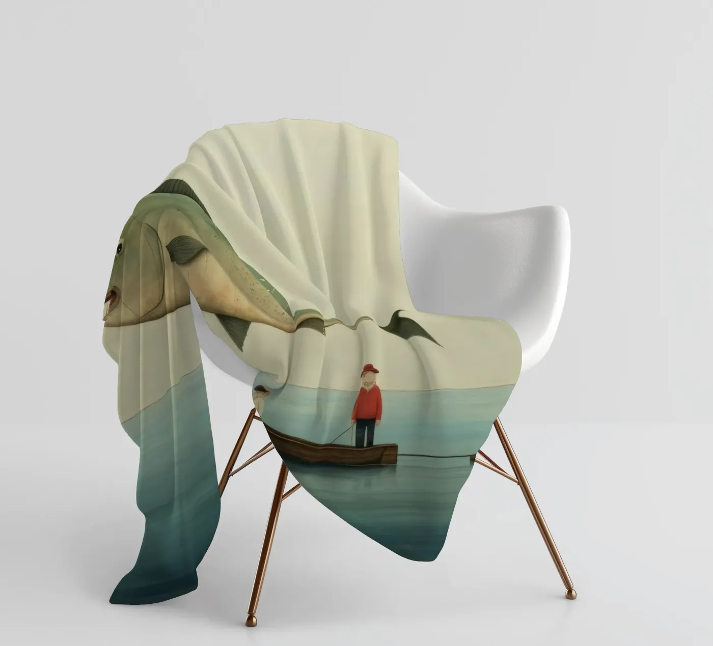 Minimum Halibut Fleecedecke von Minimal Animal Art