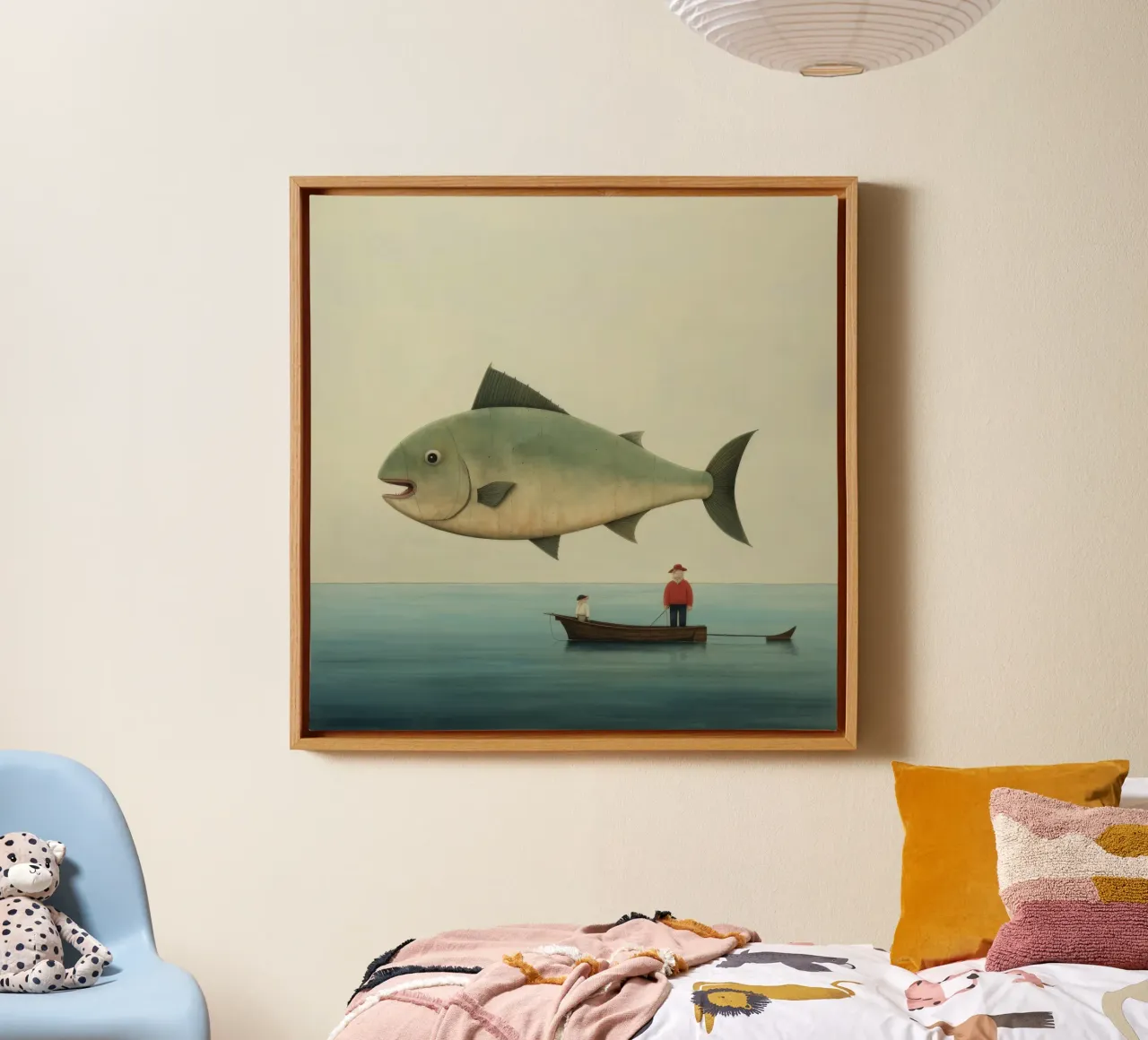 Halibut minimo 1 tela con Cornice a cassetta da Minimal Animal Art