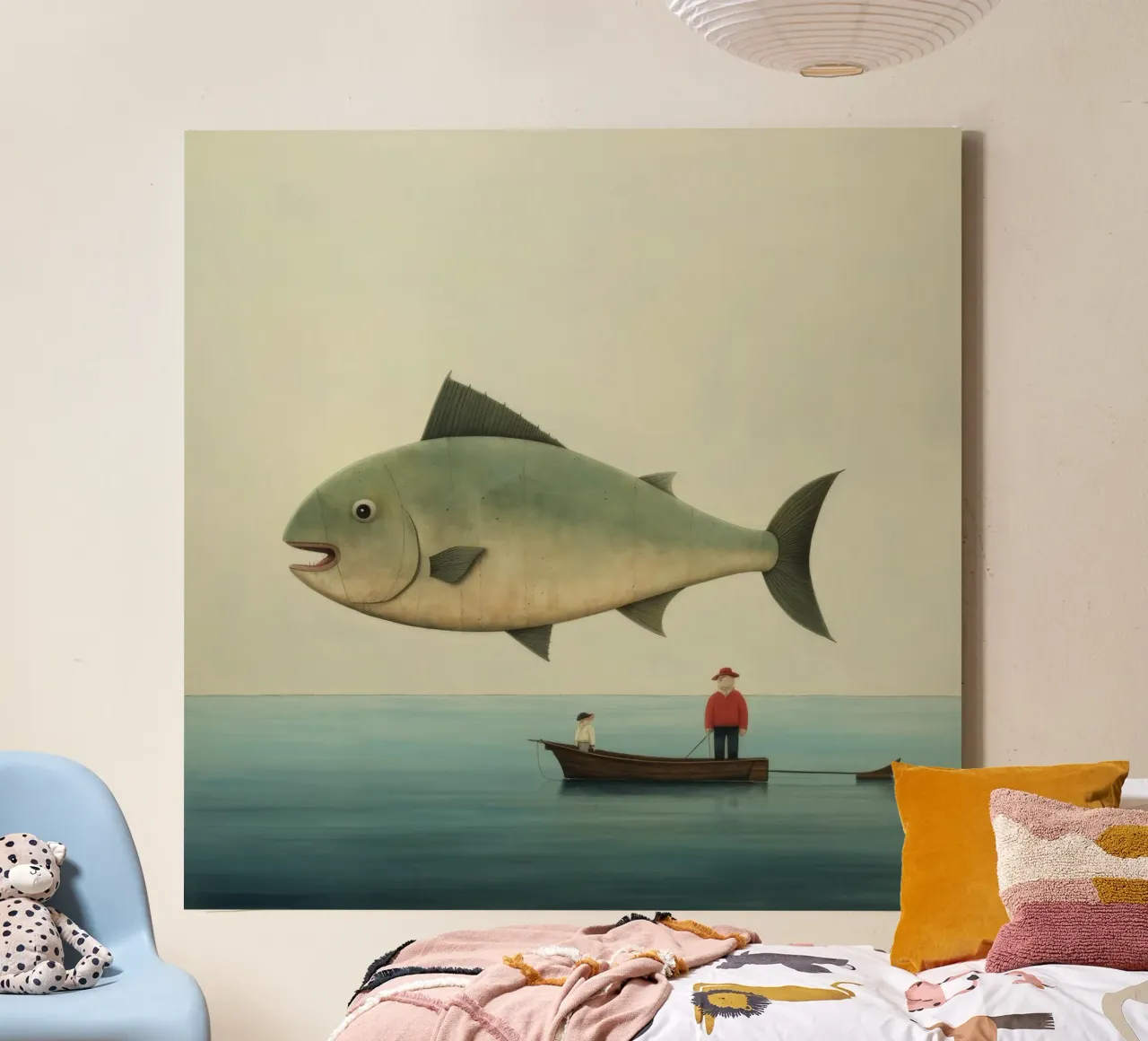 Halibut minimo 1 tela con Cornice a cassetta da Minimal Animal Art