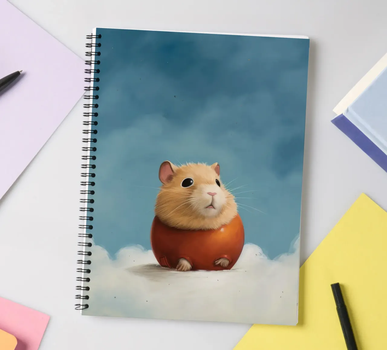 Minimal Hamster 1 spiral notebook by Minimal Animal Art