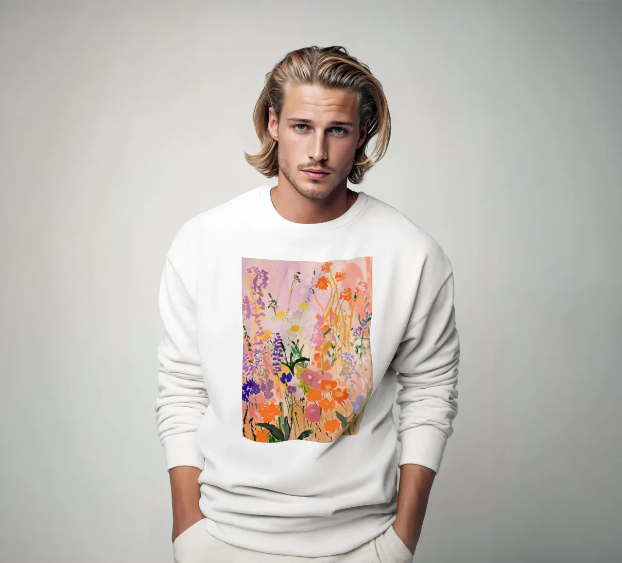 Abstracte kleurrijke bloemenprint, bloemsierkunst, botanische print sweatshirt van Boheme