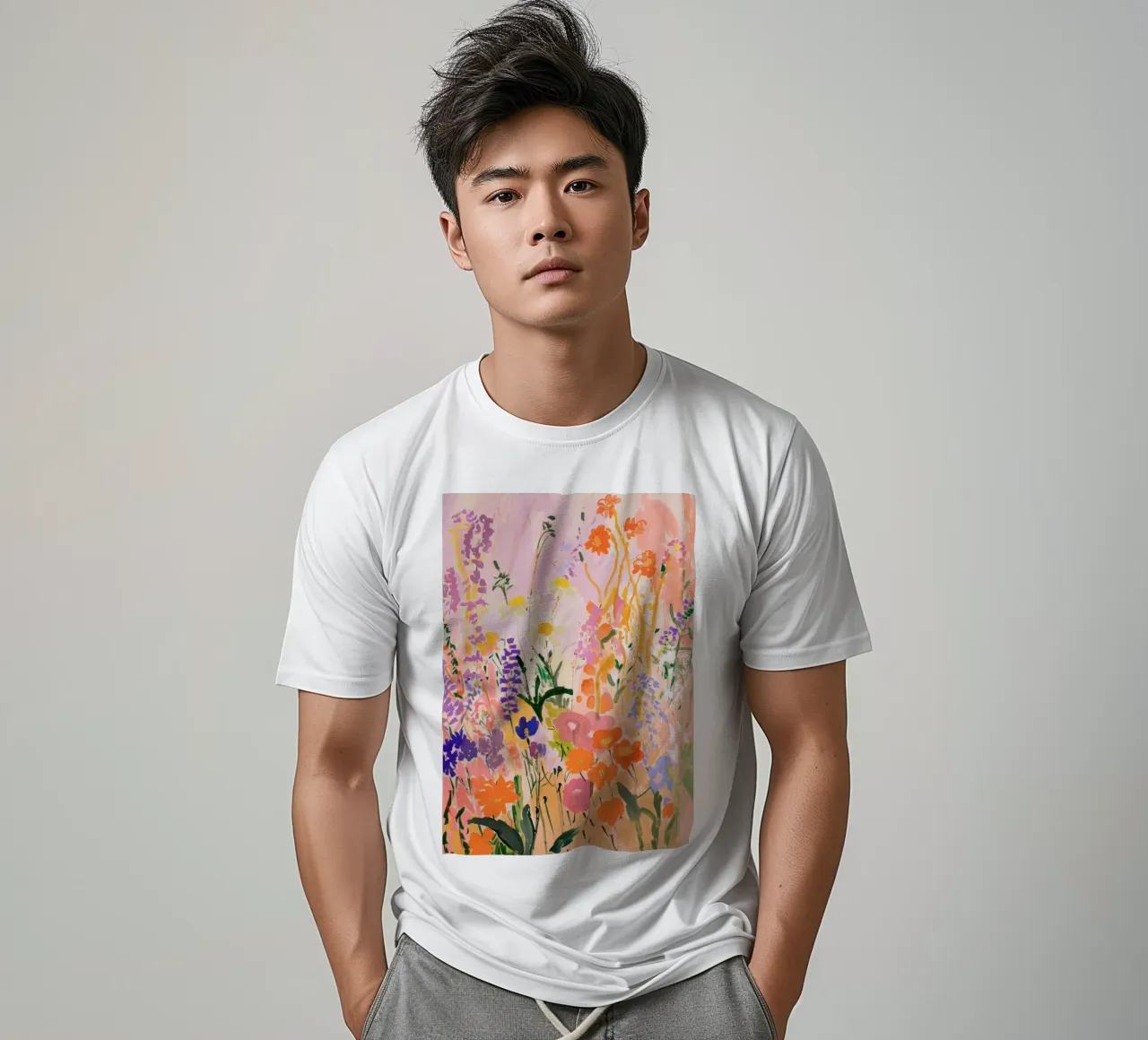 Abstrakte bunte Blume Druck, Floral Art, Botanical Print T-Shirt von Boheme