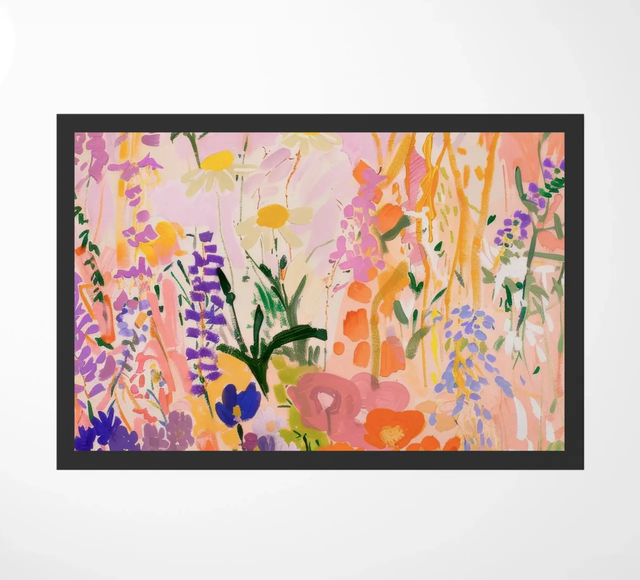 Abstracte kleurrijke bloemenprint, bloemsierkunst, botanische print deurmat van Boheme