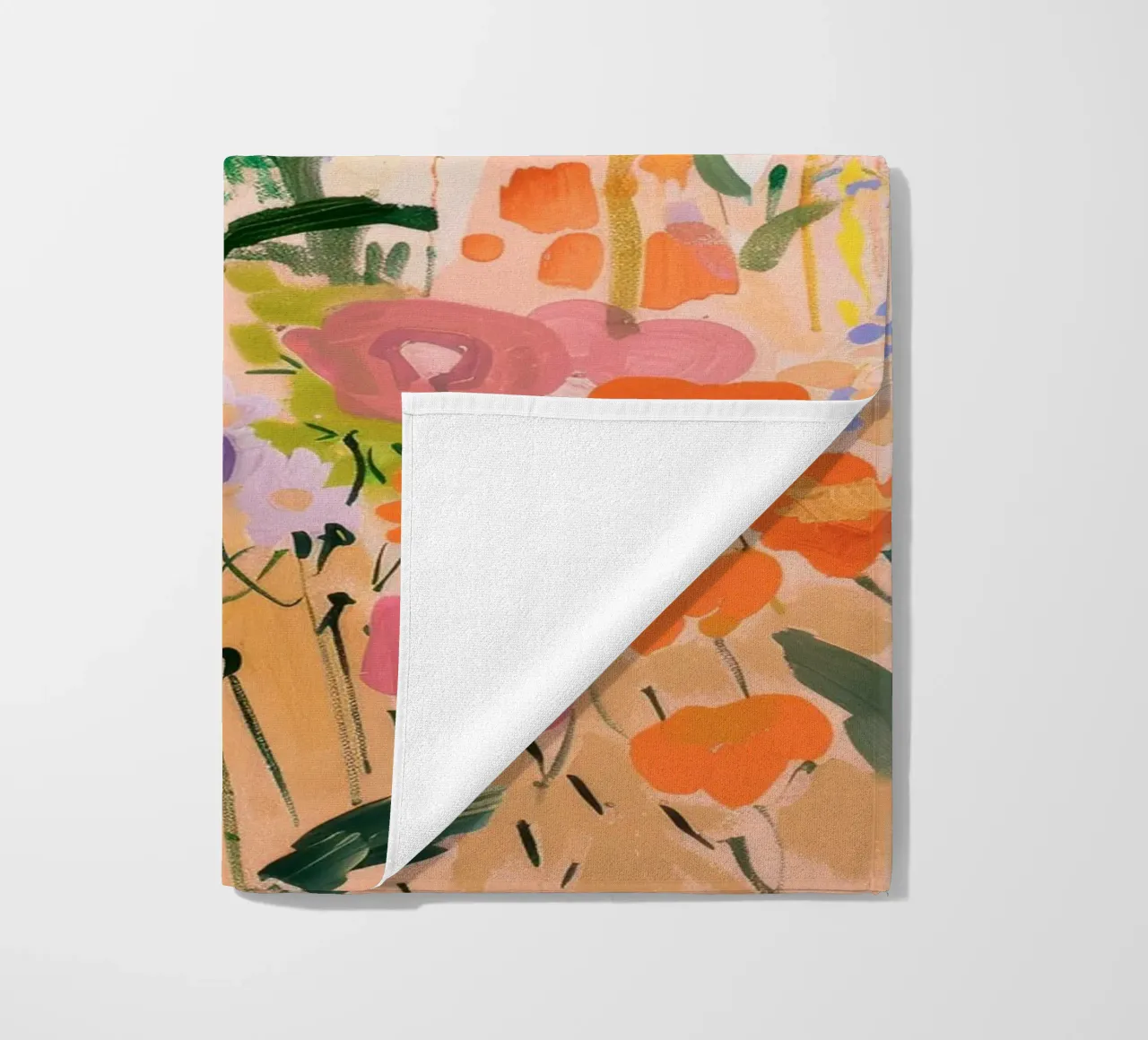 Abstracte kleurrijke bloemenprint, bloemsierkunst, botanische print strandhanddoek van Boheme