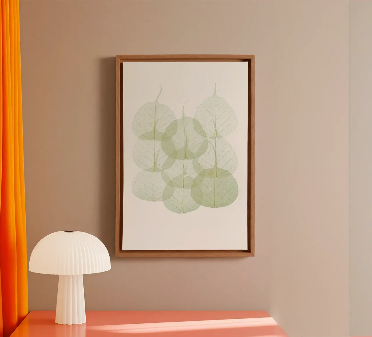 L'intricatezza della natura: Foglie verdi con venature tela con Cornice a cassetta da Curious Collections by Marielle Leenders