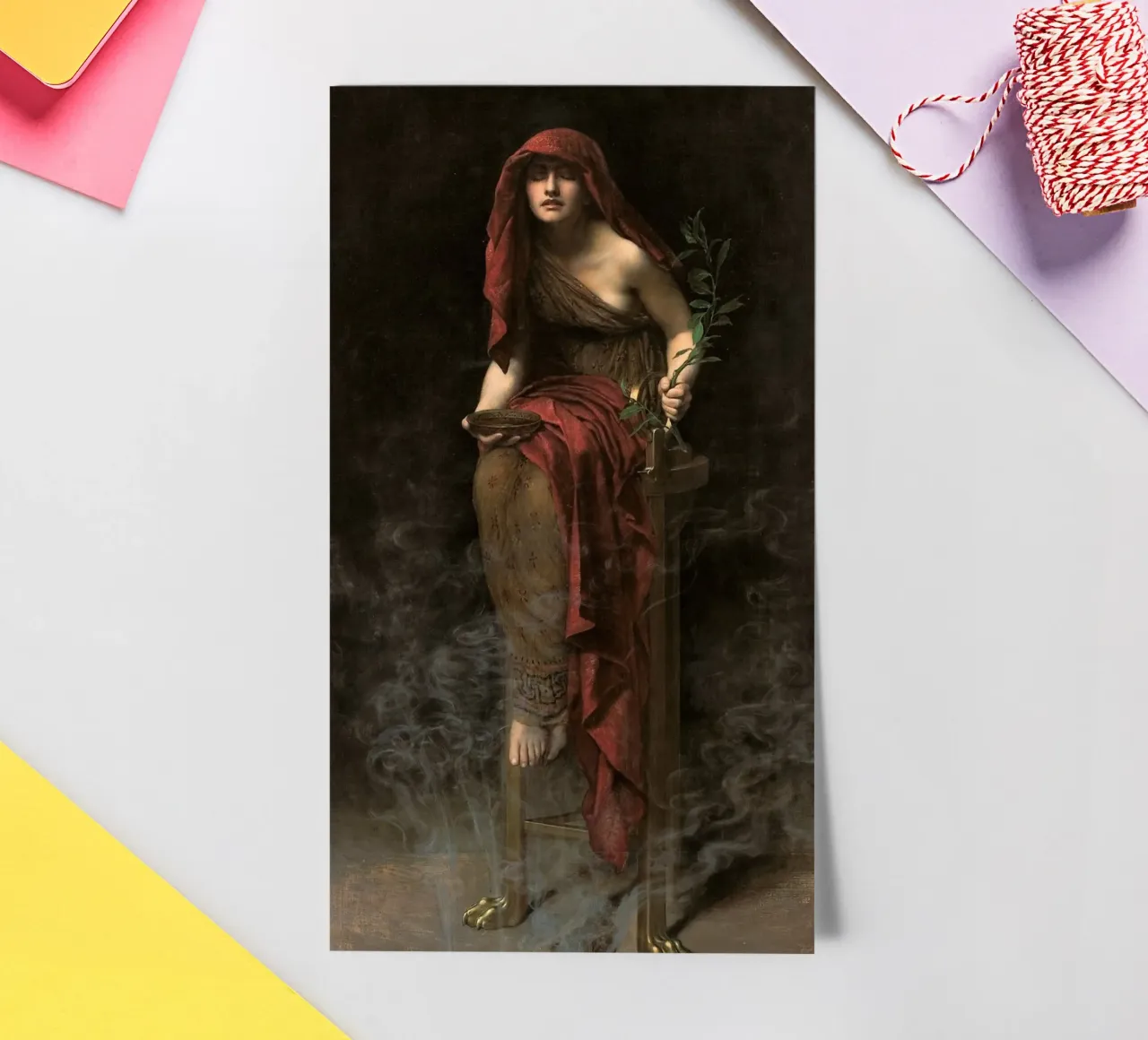 John Collier - Priesterin von Delphi Stickerbogen von Timeless Artworks