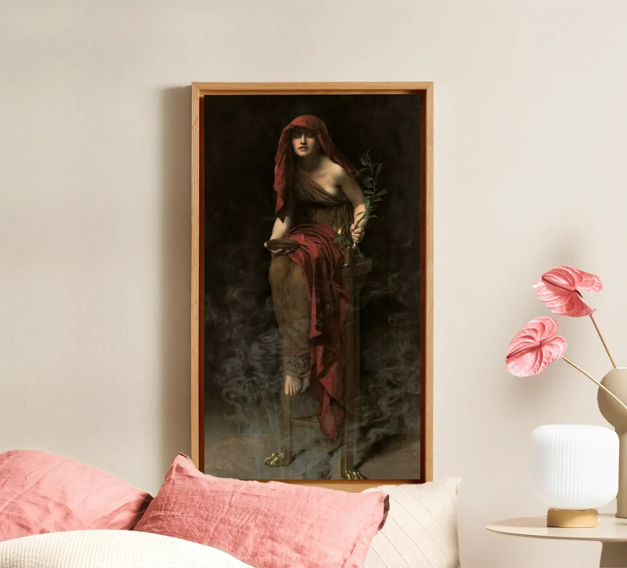 John Collier - Priesteres van Delphi canvas van Timeless Artworks