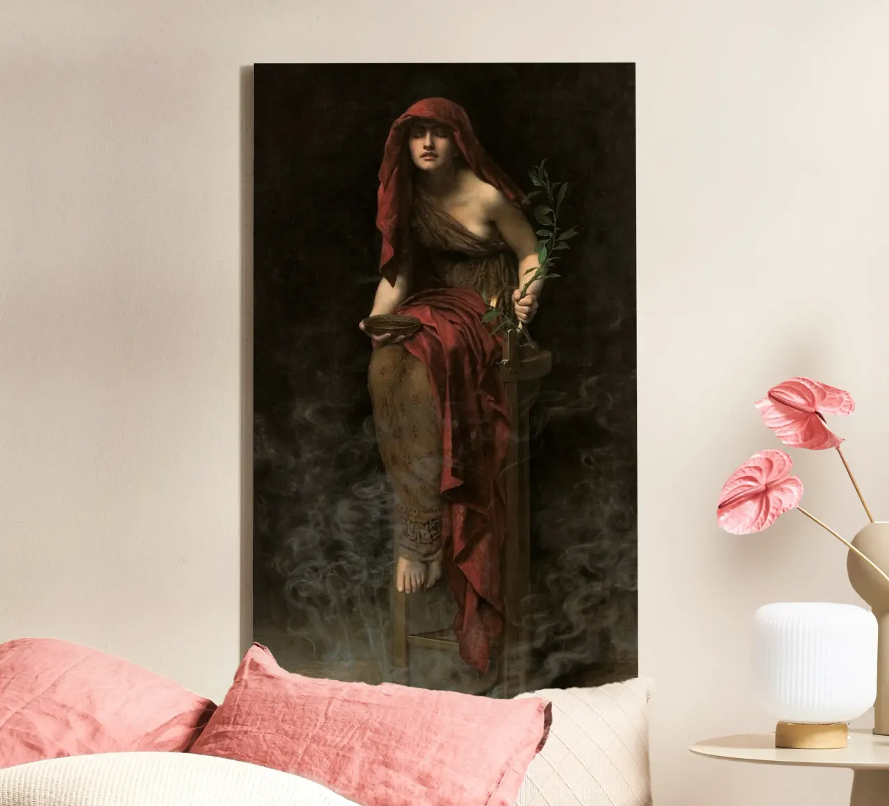 John Collier - Priesteres van Delphi canvas van Timeless Artworks