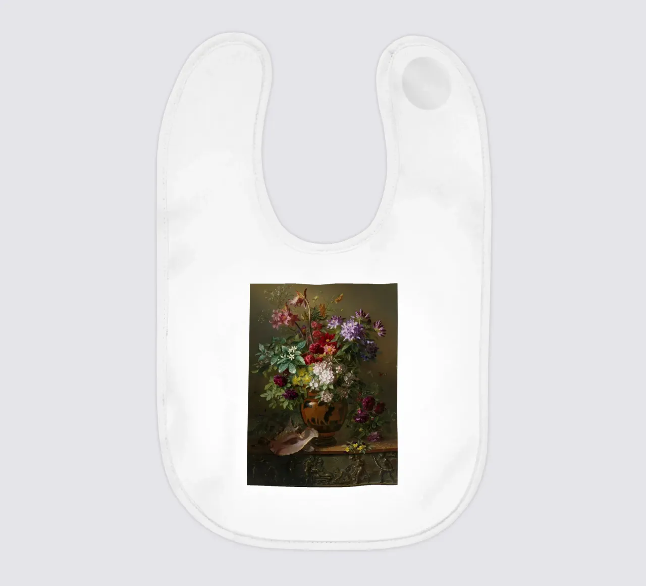 Natura morta con fiori in un vaso greco - Allegoria della primavera bavaglino da Timeless Artworks