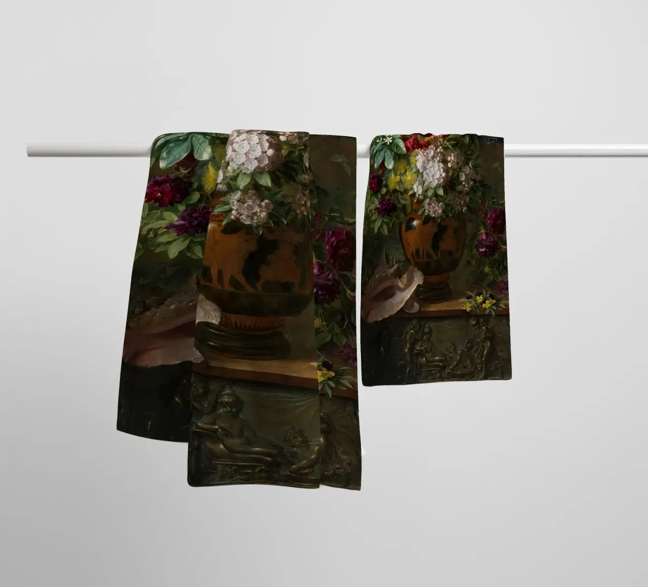 Natura morta con fiori in un vaso greco - Allegoria della primavera asciugamano da bagno da Timeless Artworks