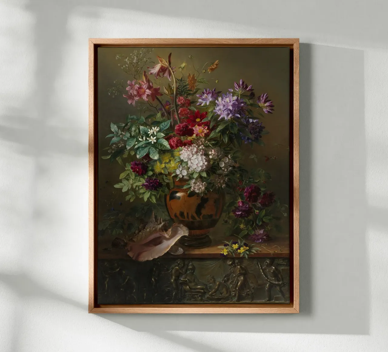 Natura morta con fiori in un vaso greco - Allegoria della primavera tela da Timeless Artworks