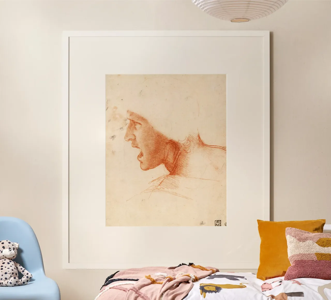 Studio di una testa di guerriero per la battaglia di Anghiari poster con telaio in plastica da Timeless Artworks