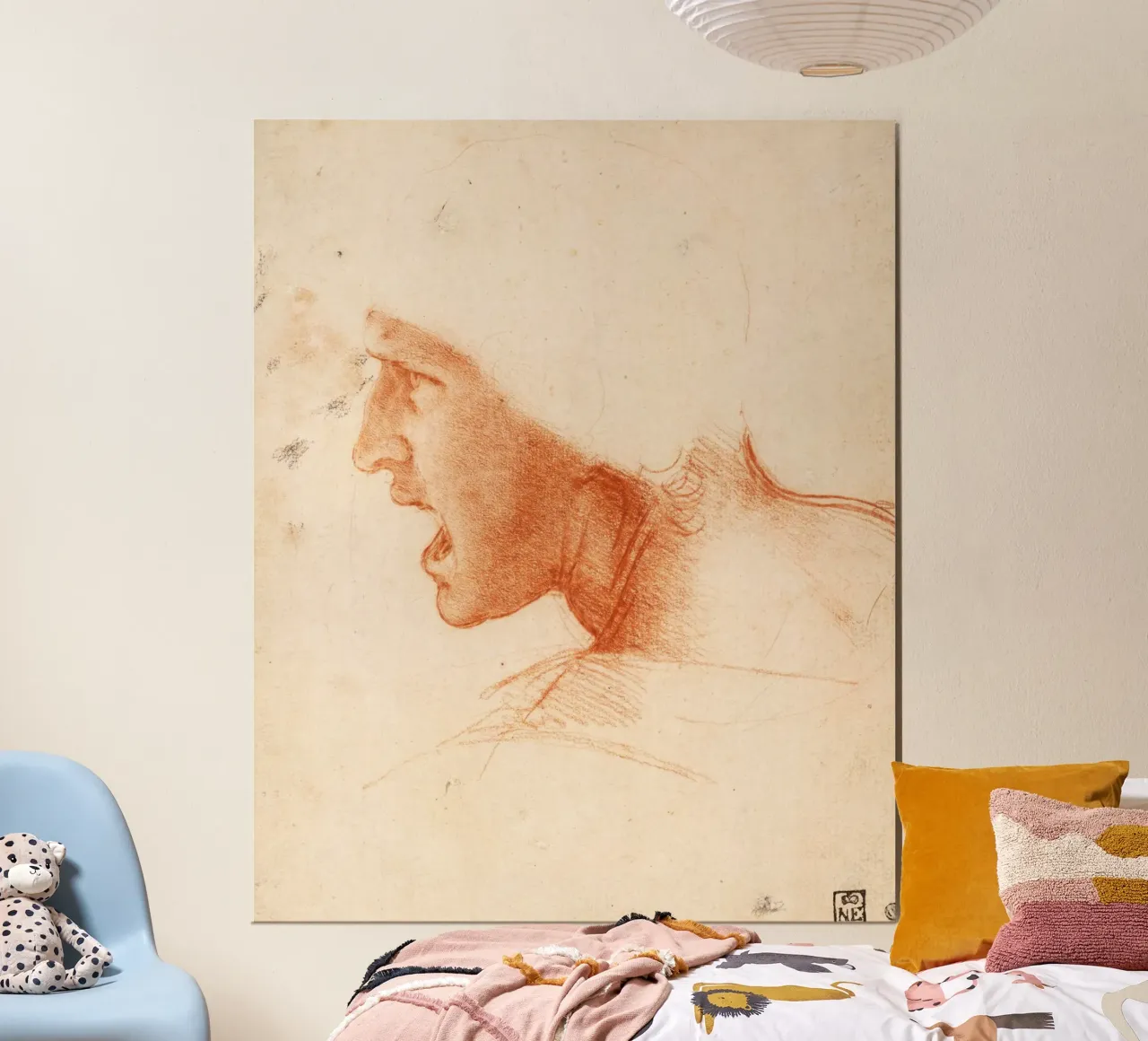 Studio di una testa di guerriero per la battaglia di Anghiari poster con telaio in plastica da Timeless Artworks