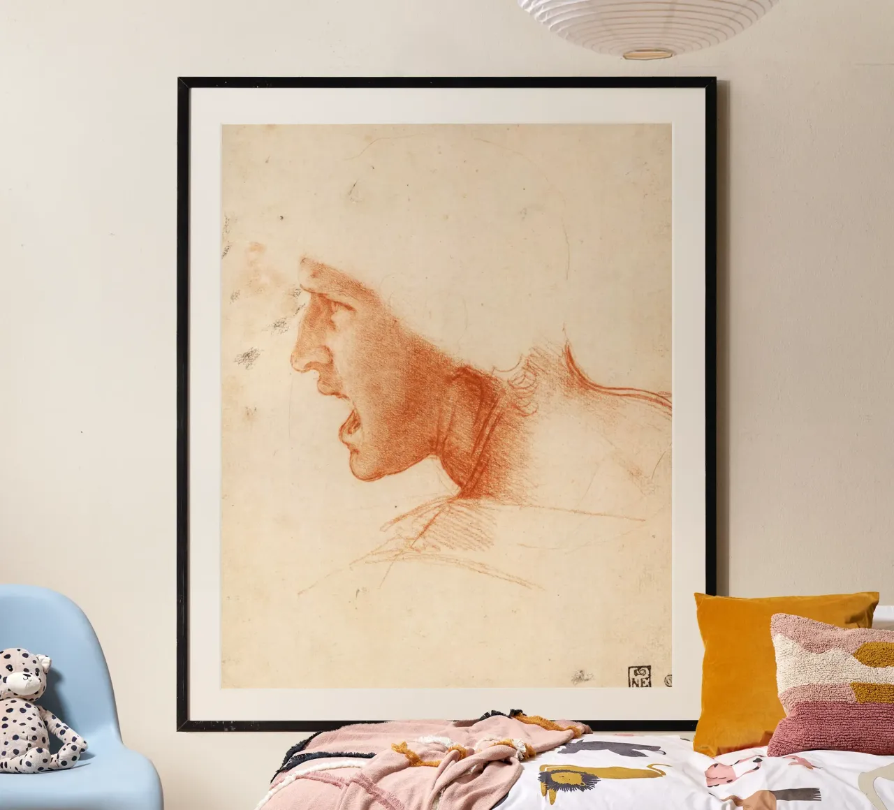 Studio di una testa di guerriero per la battaglia di Anghiari poster con telaio in plastica da Timeless Artworks