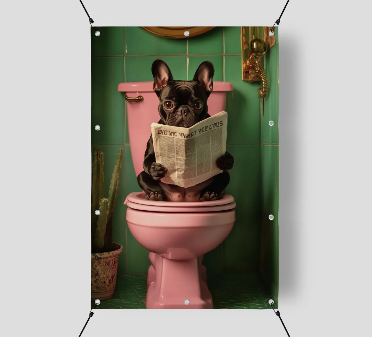 Frenchie liest Zeitung telo in pvc da NORDLICHT DESIGNS