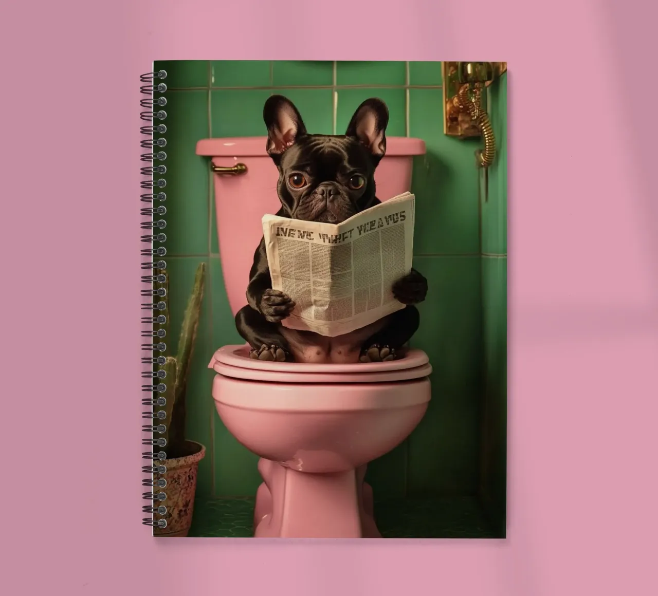 Frenchie liest Zeitung spiral notebook by NORDLICHT DESIGNS