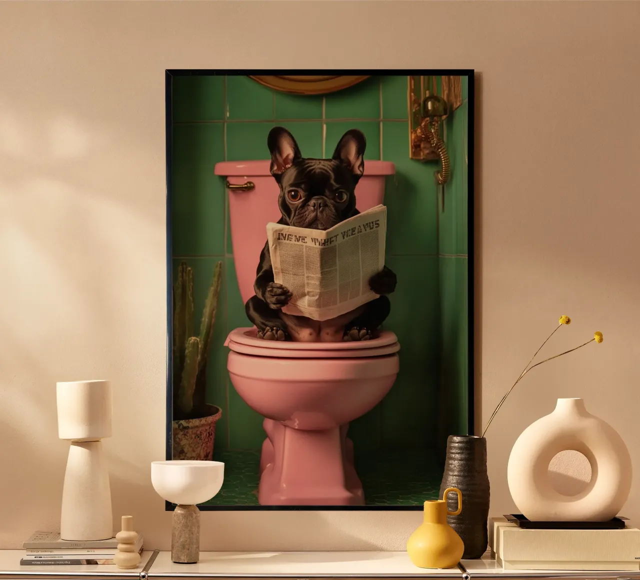 Frenchie liest Zeitung carta hahnemühle da NORDLICHT DESIGNS