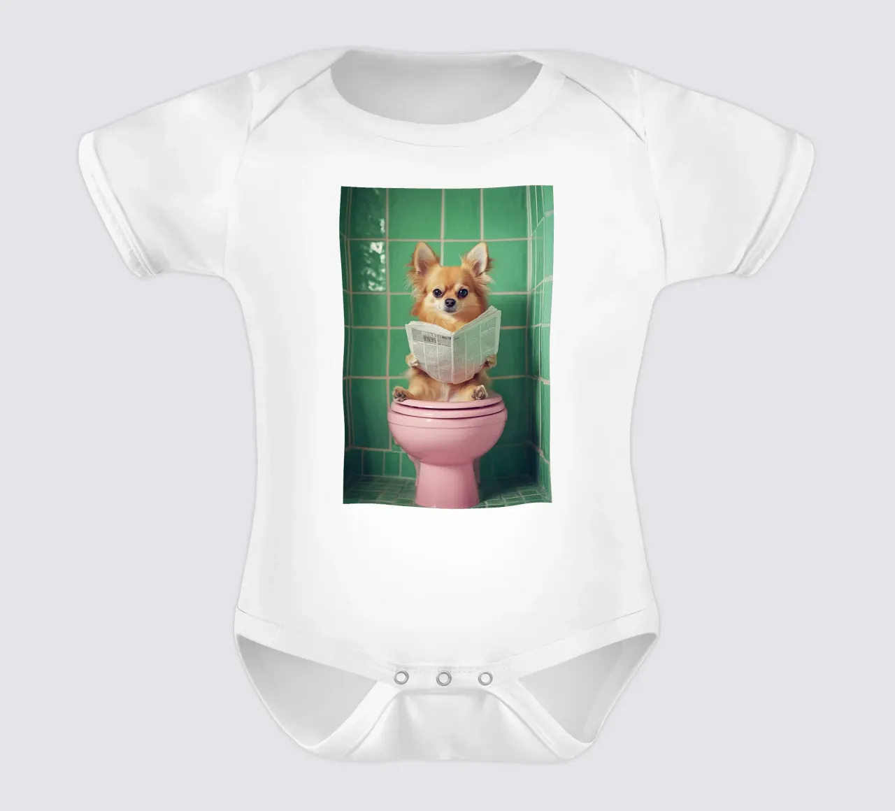 Chihuahua liest Zeitung body neonato maniche corte da NORDLICHT DESIGNS