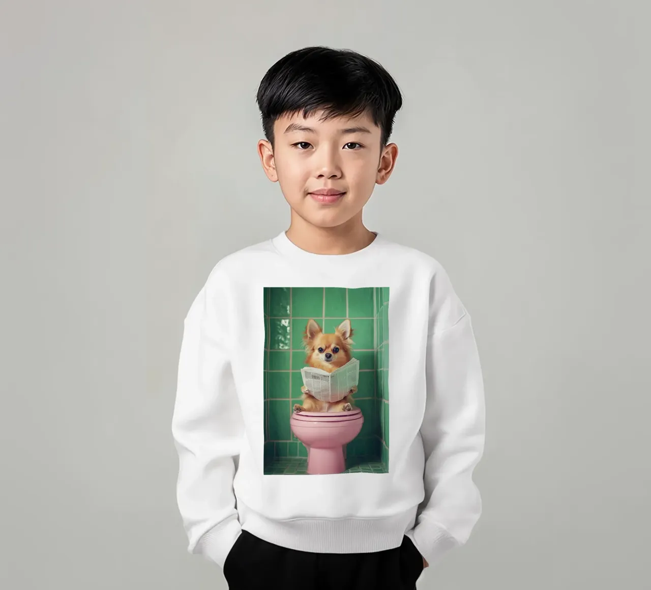 Chihuahua liest Zeitung felpa bambino da NORDLICHT DESIGNS
