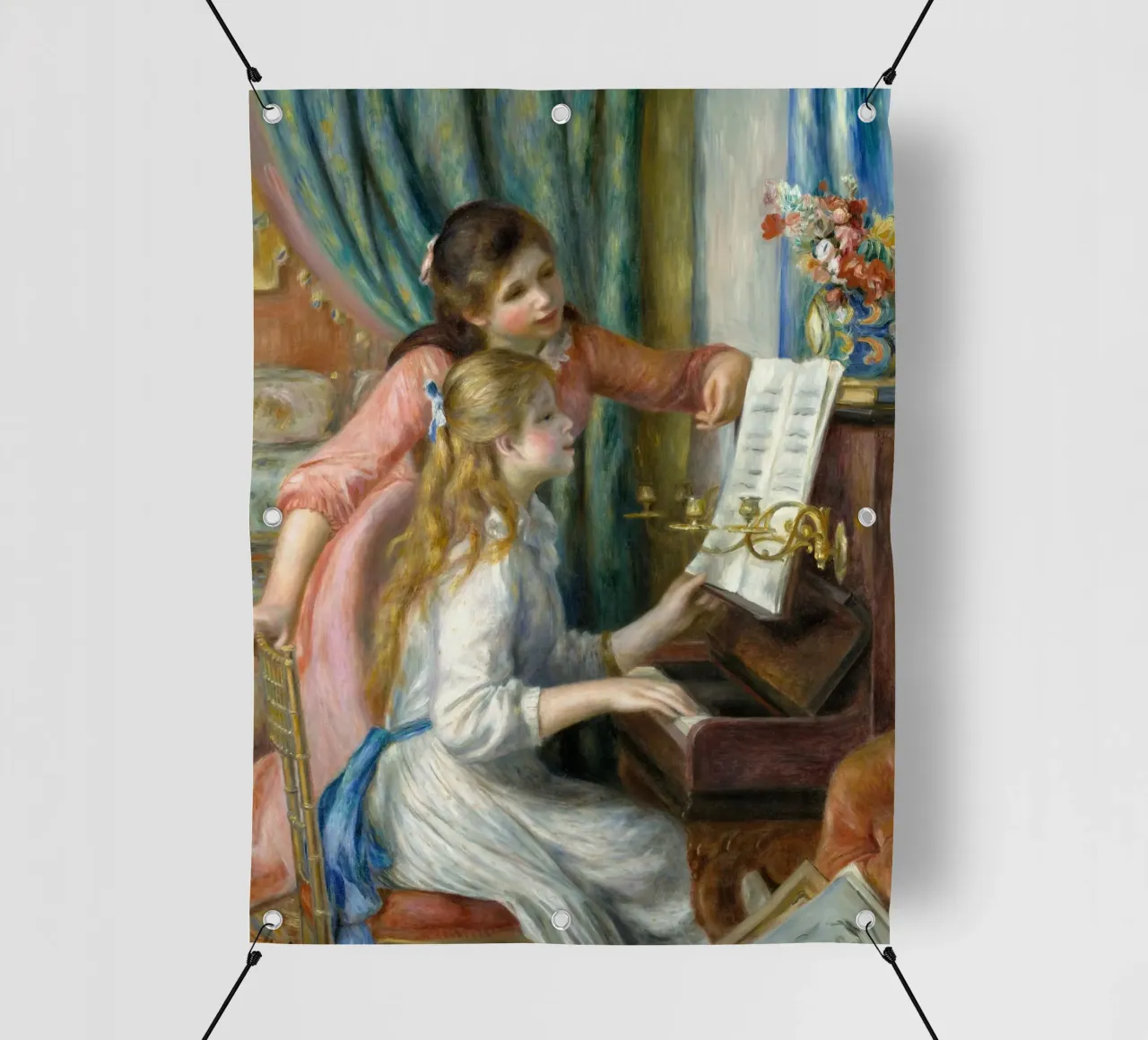 Pierre-Auguste Renoir - Due ragazze al pianoforte telo in pvc da Timeless Artworks