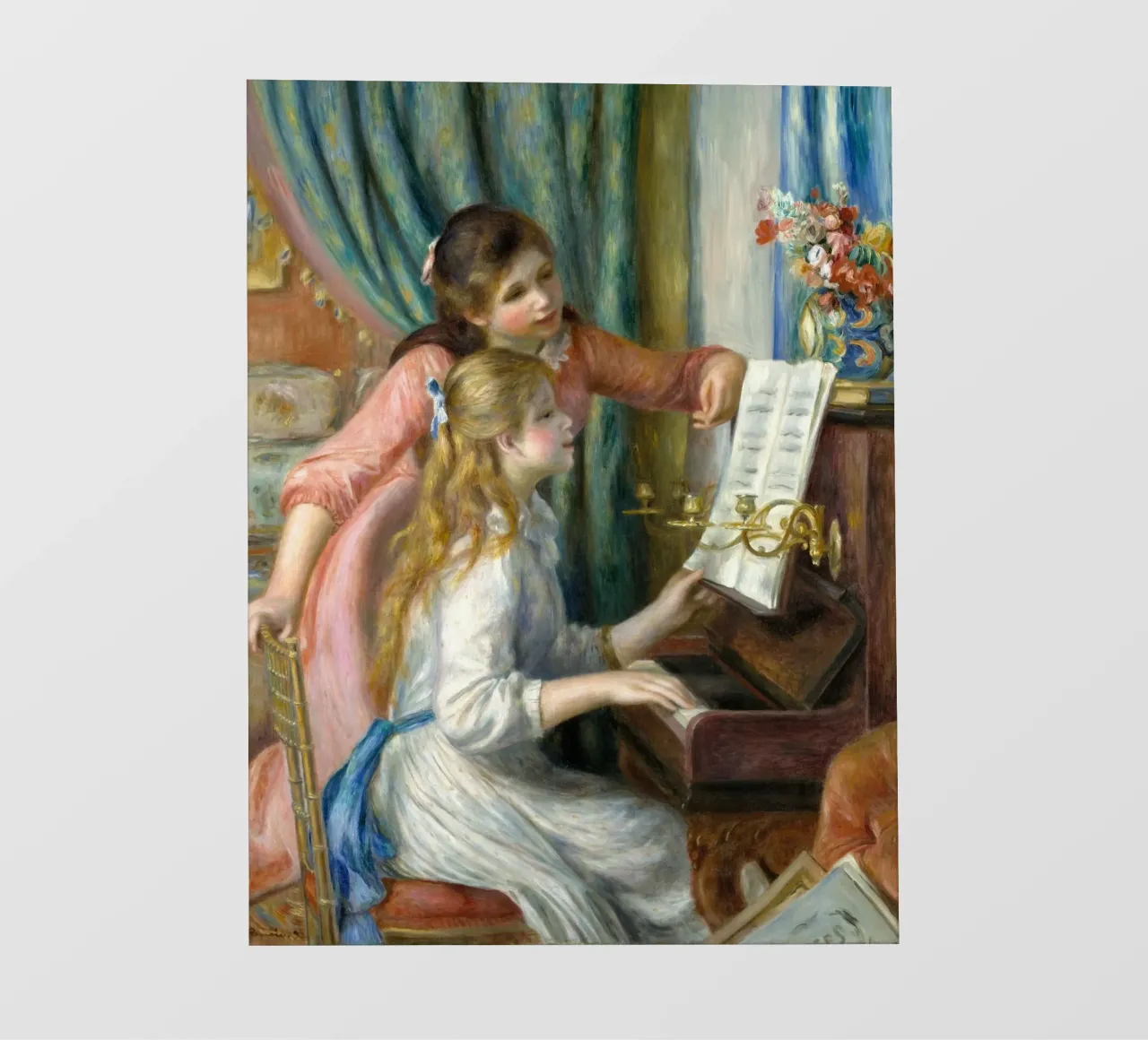 Pierre-Auguste Renoir - Due ragazze al pianoforte telo in pvc da Timeless Artworks
