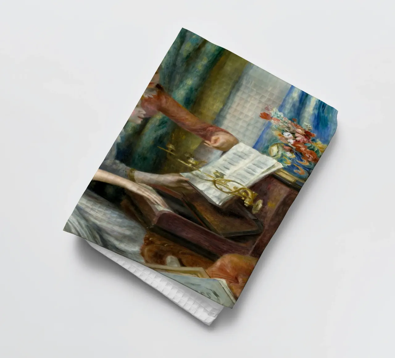 Pierre-Auguste Renoir - Zwei junge Mädchen am Klavier Geschirrtuch von Timeless Artworks