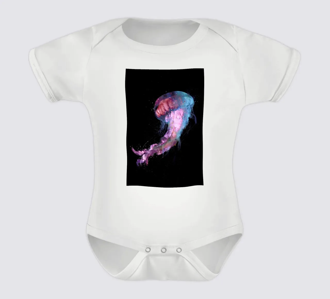 Space Jelly short-sleeve baby romper by Dániel Taylor
