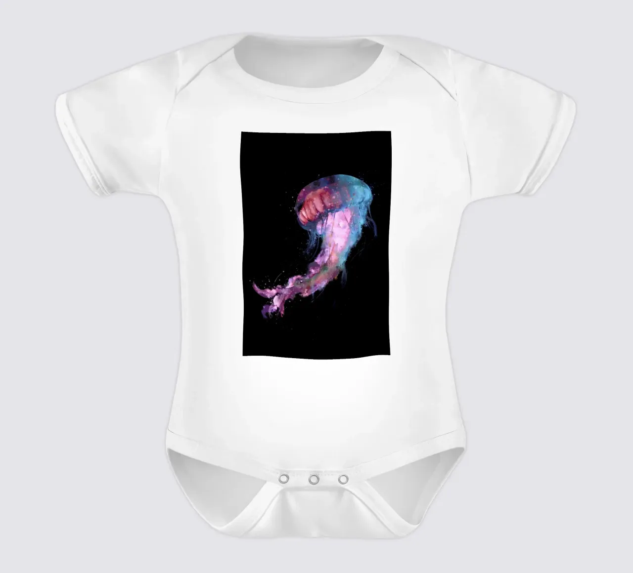 Space Jelly short-sleeve baby romper by Dániel Taylor