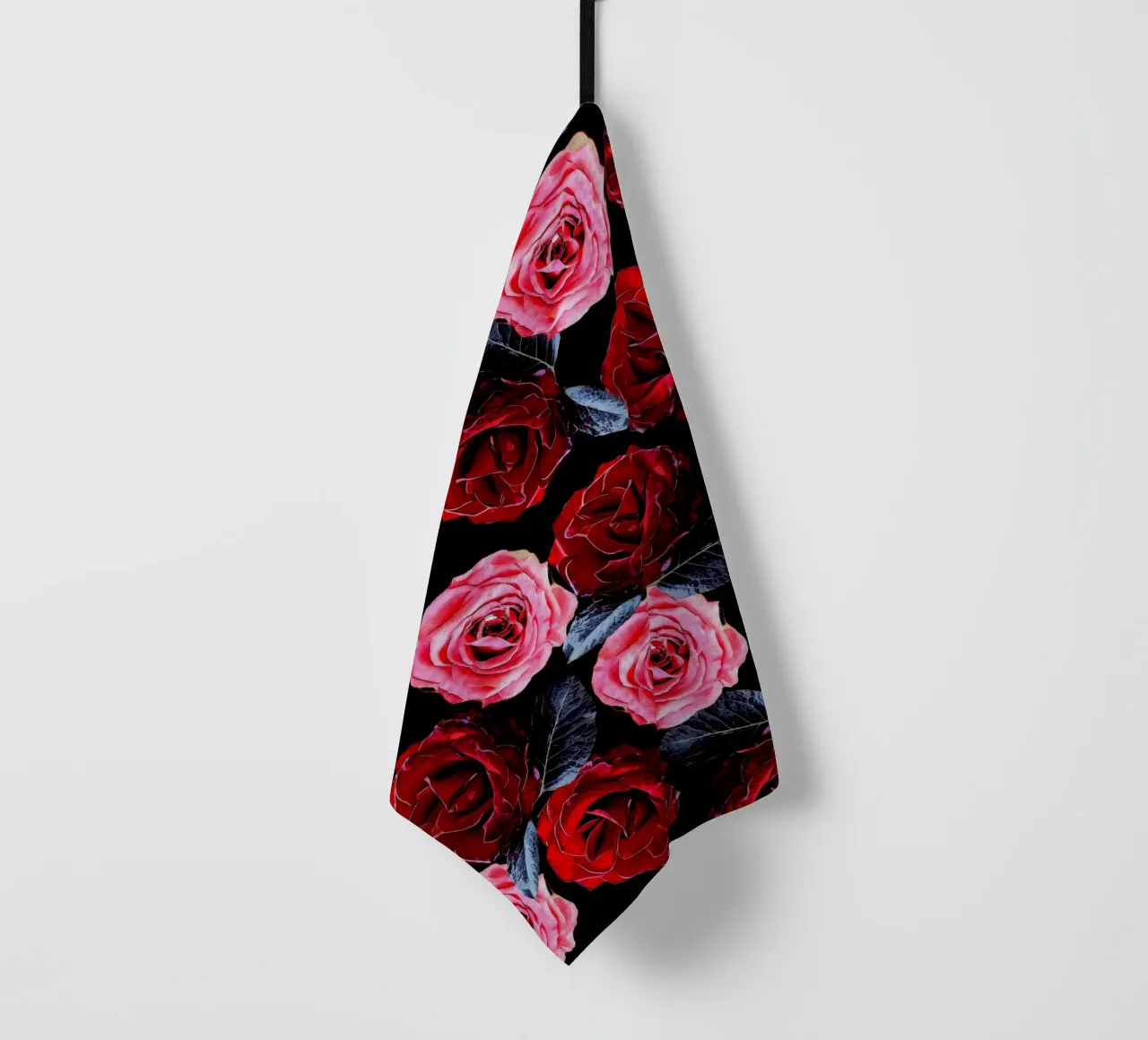 red and pink roses pattern tea towel by berwies design