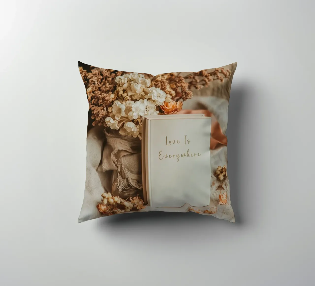 „Love is everywhere“ Boho Romantik decorative cushion by Carinaprint