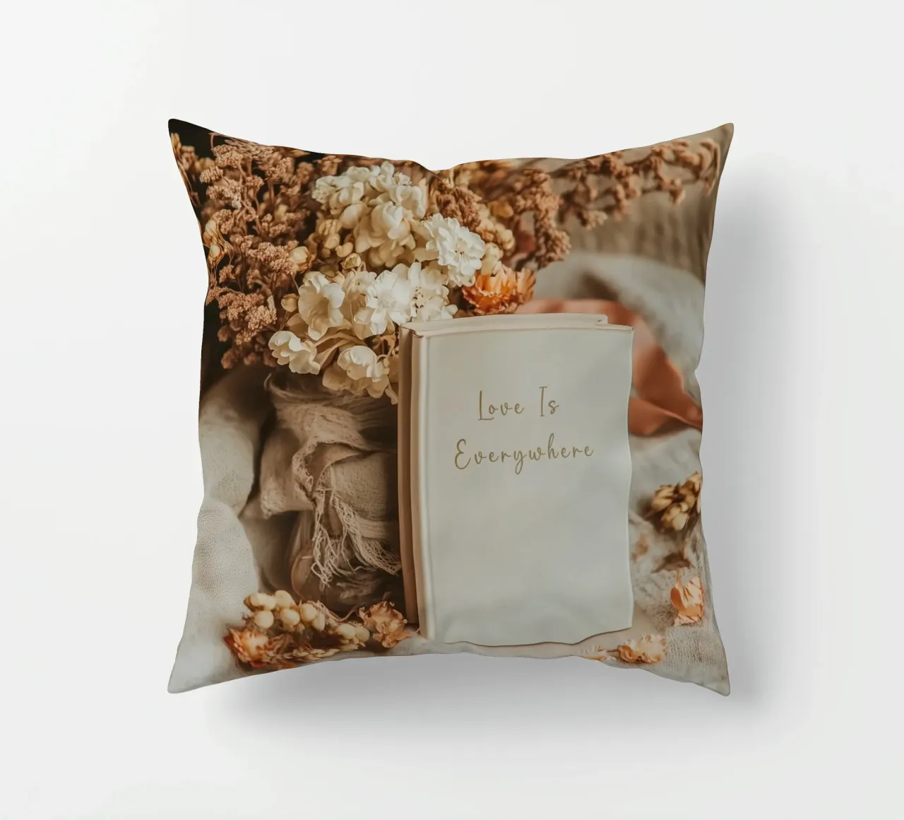 „Love is everywhere“ Boho Romantik decorative cushion by Carinaprint
