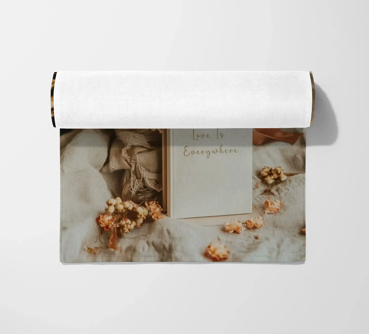 „Love is everywhere“ Boho Romantik beach towel by Carinaprint