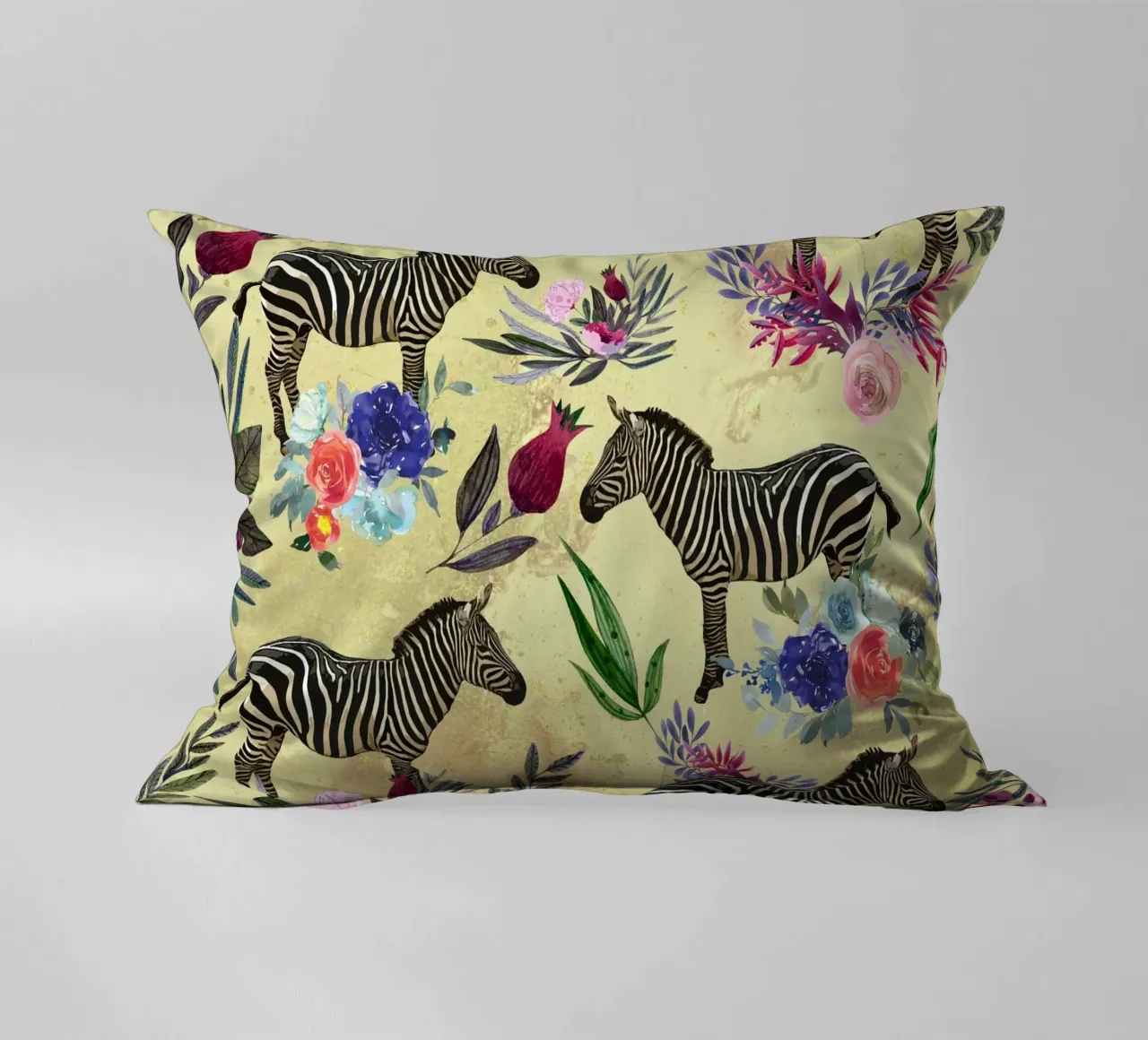 zebra and floral pattern decorative cushion by berwies design