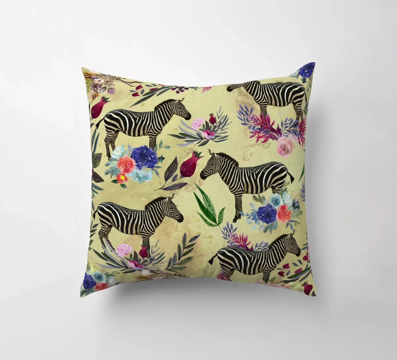 zebra and floral pattern decorative cushion by berwies design