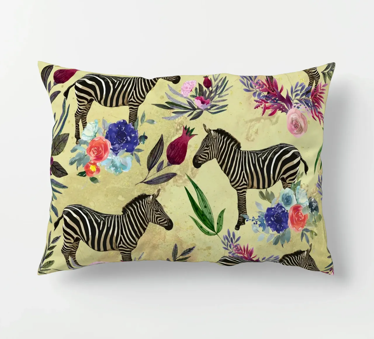 zebra and floral pattern decorative cushion by berwies design