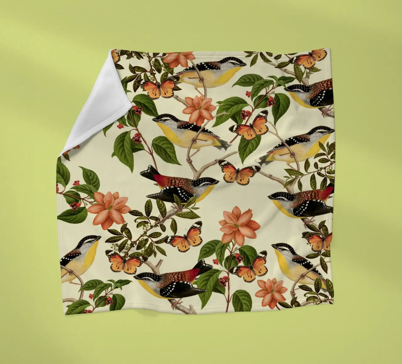 Uccelli e farfalle botanici coperta in pile da berwies design