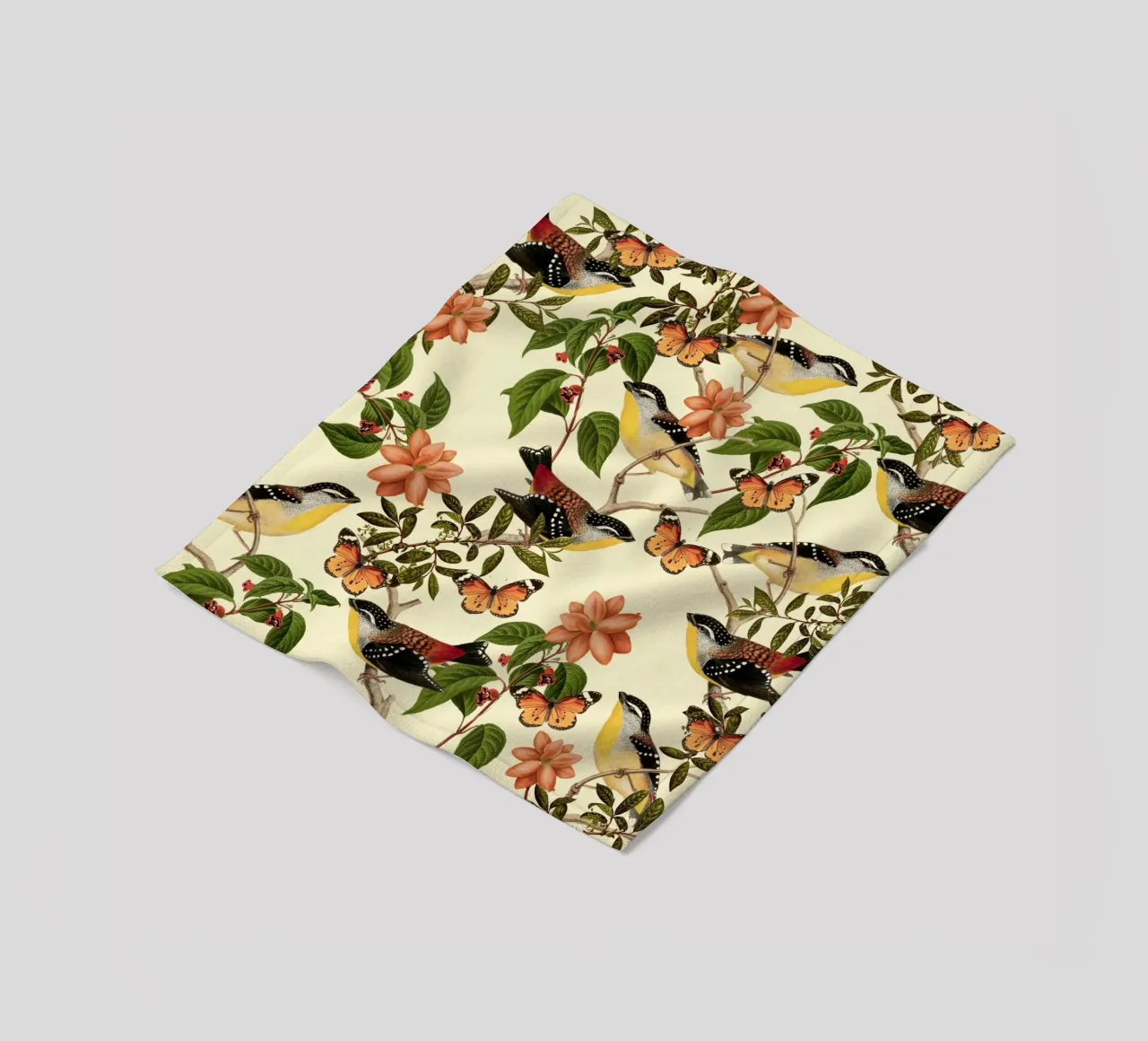 Uccelli e farfalle botanici coperta in pile da berwies design