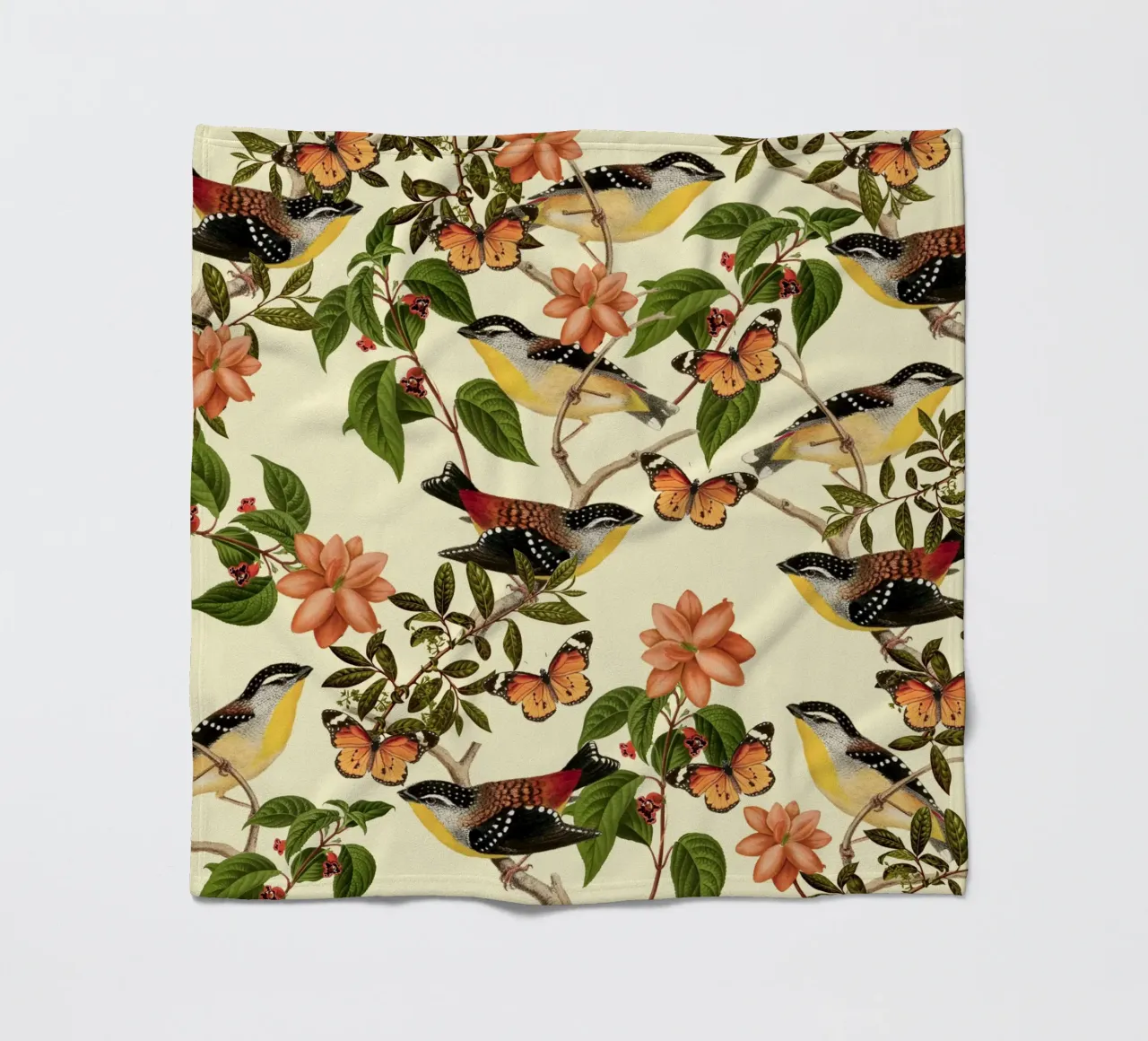 Uccelli e farfalle botanici coperta in pile da berwies design
