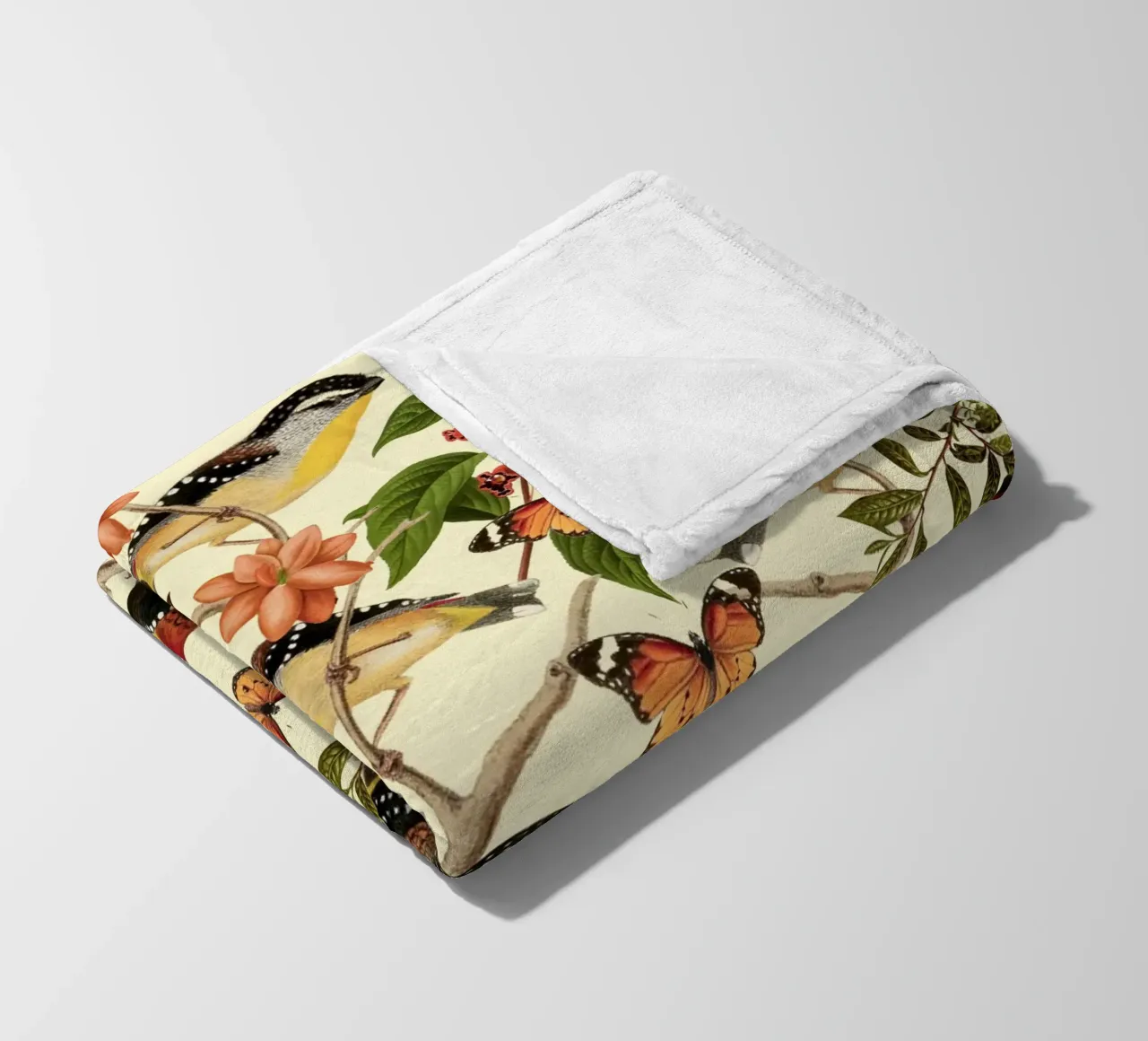 Uccelli e farfalle botanici coperta in pile da berwies design
