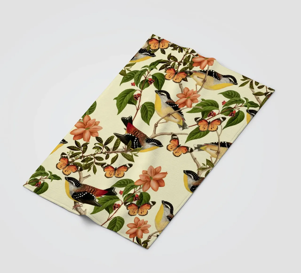 Uccelli e farfalle botanici coperta in pile da berwies design