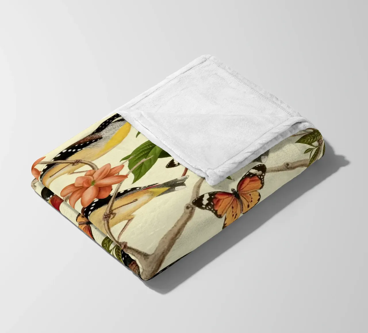 Uccelli e farfalle botanici coperta in pile da berwies design