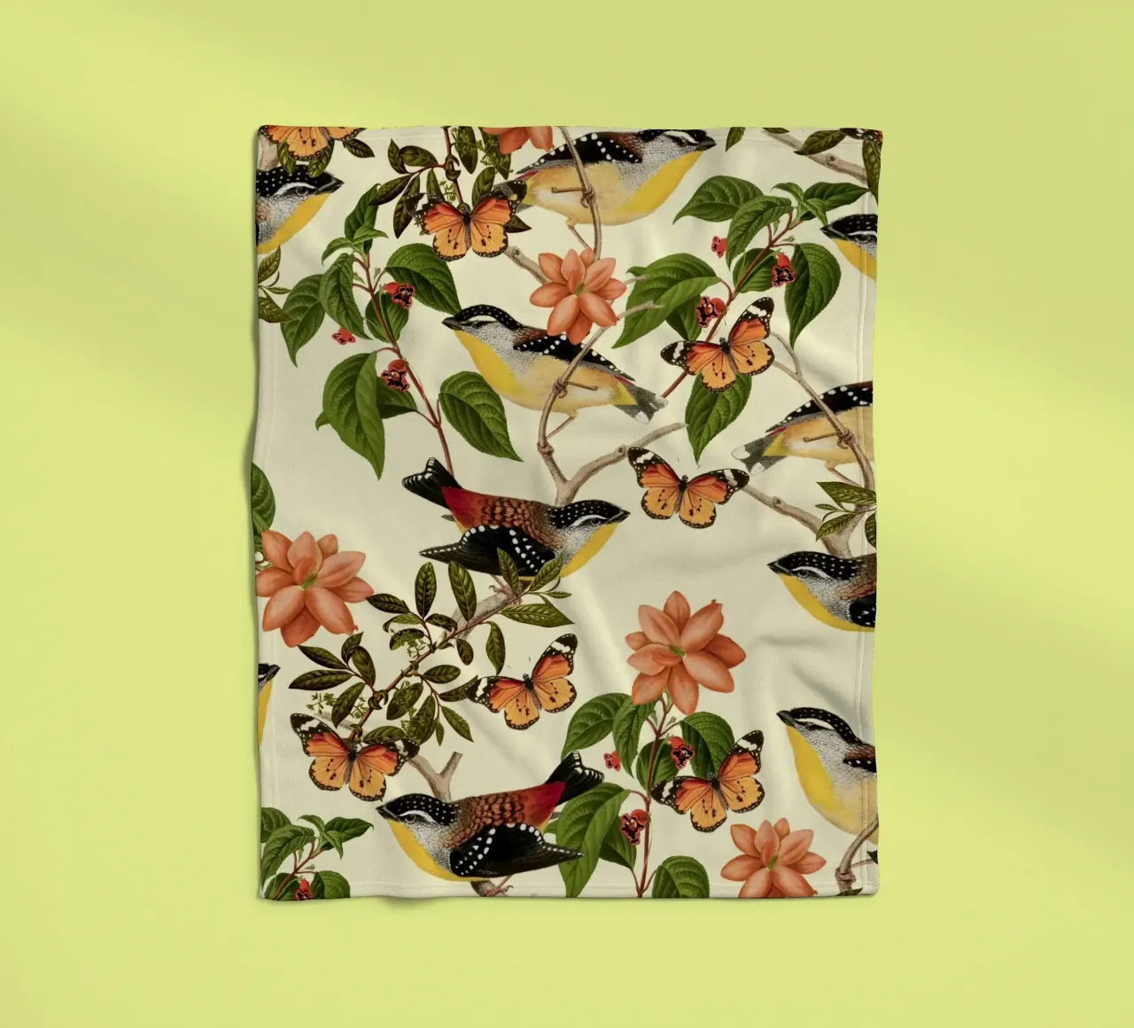 Uccelli e farfalle botanici coperta in pile da berwies design